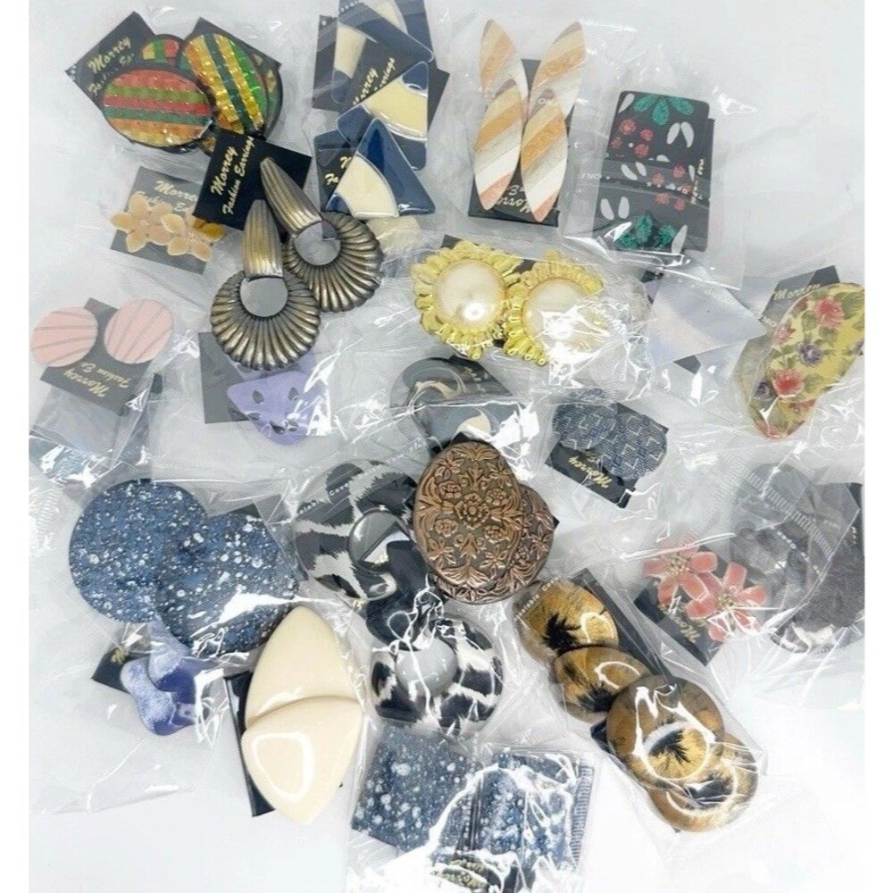 NOS DeadStock Earring Lot 80s Vintage 25+ Pair New Old Stock Retro Costume